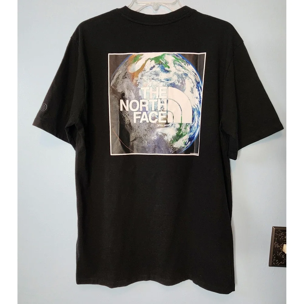 The North Face Graphic Tee Mens Large Black Earth Day Logo Short Sleeve EXC